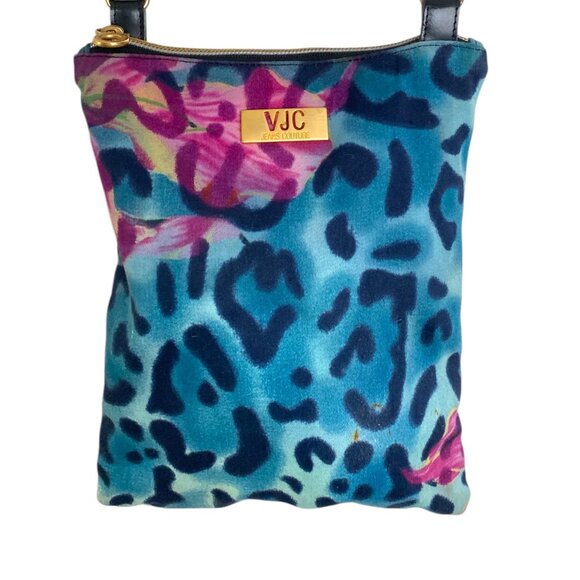 Versace Jeans Couture Leopard Purse Shoulder Bag Blue Pink VJC Handbag - Picture 3 of 10